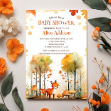 Waterverf Woodland Forest herfst Fox Baby shower
