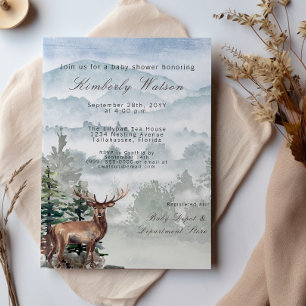 Waterverf Woodland Forest Stag Baby shower Kaart