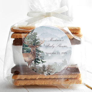 Waterverf Woodland Forest Stag Baby shower Ronde Sticker