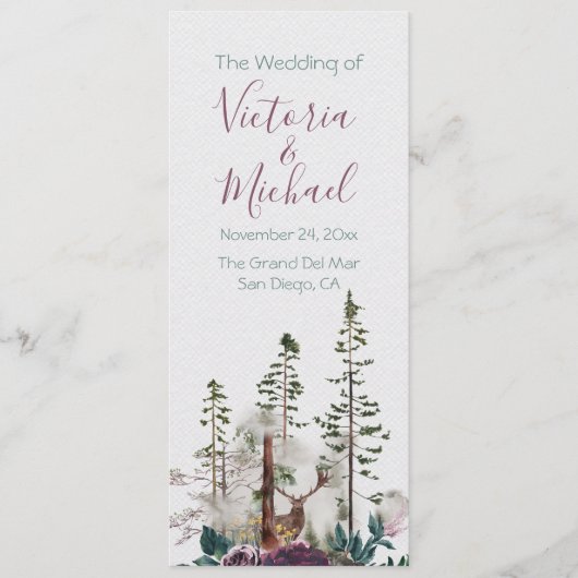 Waterverf Woodland Forest trouwprogramma Programma (Voorkant)