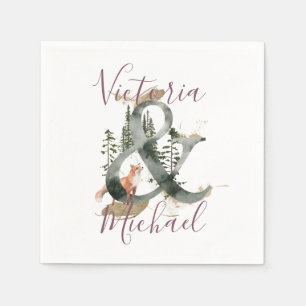 Waterverf Woodland Forest Trouwservetten Servet