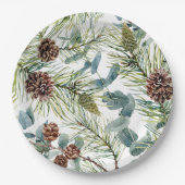 Waterverf Woodland Forest Vakantie Papieren Bordje (Voorkant)