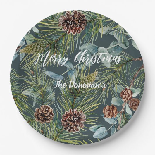 Waterverf Woodland Forest vakantieservetten Papieren Bordje (Voorkant)