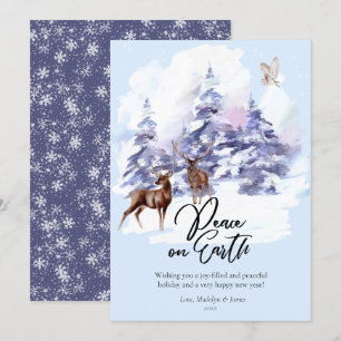 Waterverf Woodland Forest Vrede op aarde Feestdagenkaart
