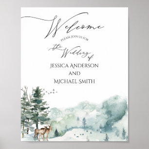 Waterverf Woodland Forest Wedding Welcome Poster