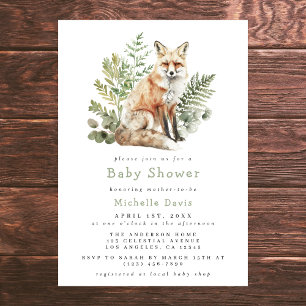 Waterverf Woodland Fox Baby shower Kaart