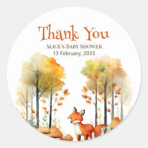 Waterverf Woodland Fox Baby shower Ronde Sticker