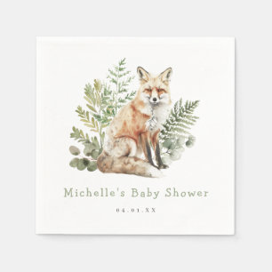 Waterverf Woodland Fox Baby shower Servet