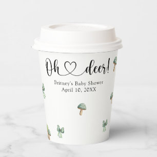 Waterverf Woodland Herten Baby shower Papieren Bekers
