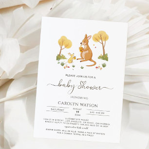 Waterverf Woodland Honey Kangaroo Baby shower Kaart