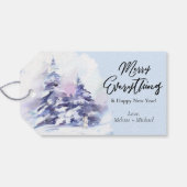 Waterverf Woodland Merry Everything Holiday Cadeaulabel (Achterkant Horizontaal)
