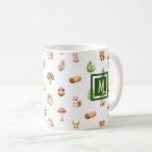 Waterverf Woodland Modern Monogram Koffiemok (Voorkant rechts)