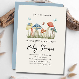 Waterverf Woodland Mushrooms Baby shower van het p Kaart