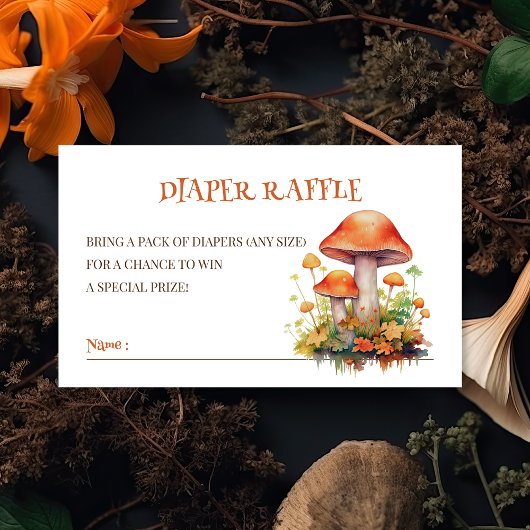 Waterverf Woodland Mushrooms Luier Raffle Ticket Informatiekaartje
