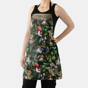 Waterverf Woodland Mushrooms Moss Pattern Name Schort