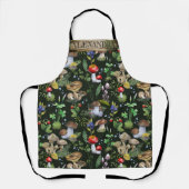 Waterverf Woodland Mushrooms Moss Pattern Name Schort (Voorkant)