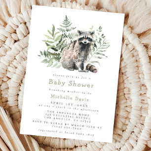 Waterverf Woodland Raccoon Baby shower Kaart
