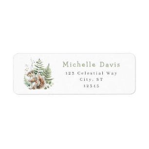 Waterverf Woodland Squirrel Address Label