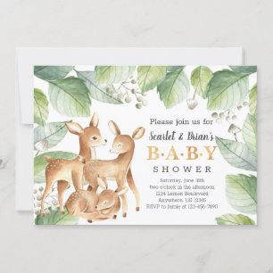 Waterverf Woodland Wild Deer Baby shower Kaart