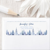 Waterverf Woodland Winter Wedding Return Label (Insitu)