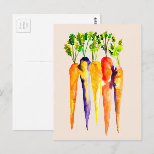 Waterverf wortelen kleurrijke food art briefkaart