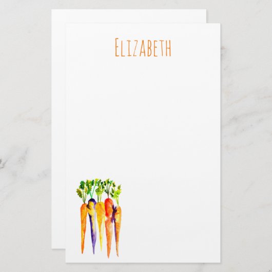 Waterverf wortelen schattige groenten briefpapier (Voorkant / Achterkant)