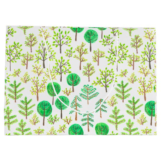 Waterverf woud in doedelstijl groot cadeauzakje (Achterkant)