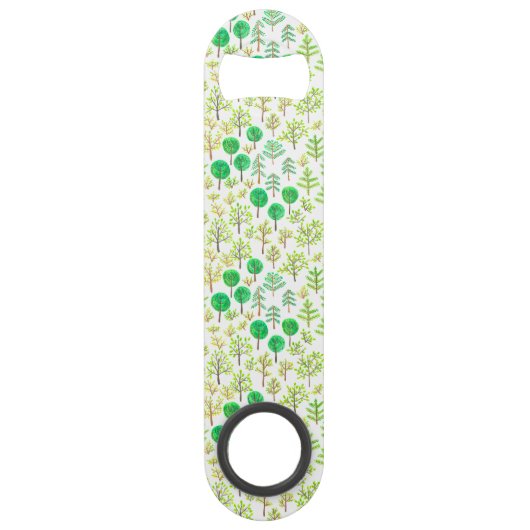 Waterverf woud in doedelstijl speed flessenopener (Voorkant)