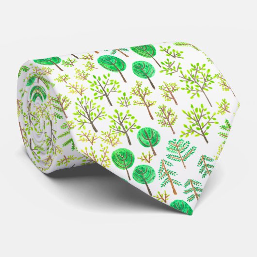 Waterverf woud in doedelstijl stropdas (Opgerold)