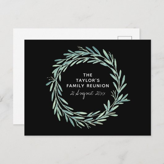 Waterverf Wreate Family Reunion BBQ Picnic Uitnodiging Briefkaart (Voorkant / Achterkant)