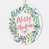 Waterverf Wreate kerstfoto Keramisch Ornament (Links)