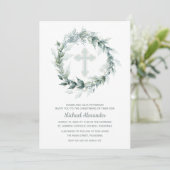 Waterverf Wreath Blue Christening Kaart (Staand voorkant)