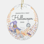 Waterverf Wreath | Eerste halloween baby Keramisch Ornament (Links)