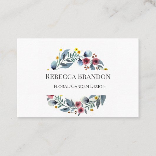 Waterverf Wreath Floral Visitekaartje (Voorkant)