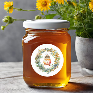 Waterverf Wreath & Honey Jar Ronde Sticker