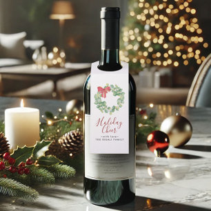 Waterverf Wreath & Red Bow Flessenhanger