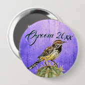 Waterverf Wren op Cactus Wedding Ronde Button 4,0 Cm (Voorkant /achterkant)
