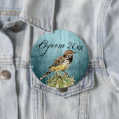 Waterverf Wren op Cactus Wedding Ronde Button 4,0 Cm (In situ)