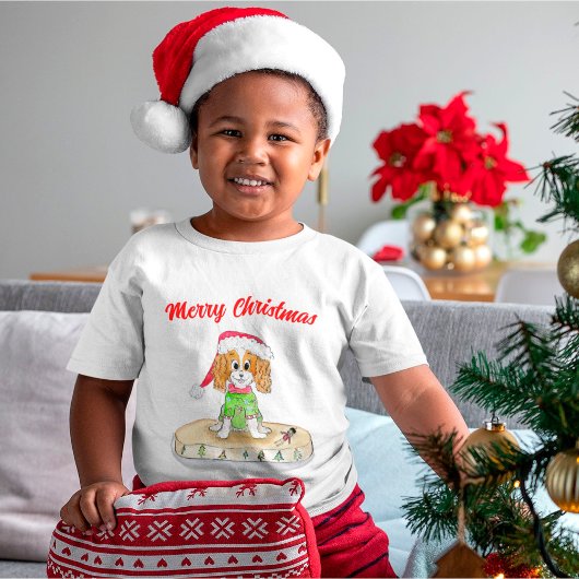 Waterverf Xmas Cavalier King Charles Spaniel T-S T-shirt