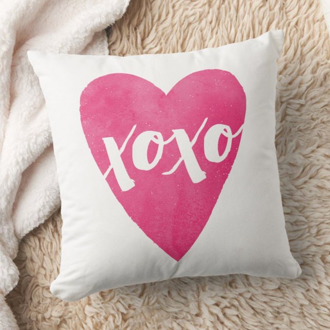 Waterverf XOXO Valentijn Pillow - Roze Kussen (Creator heeft geüpload)