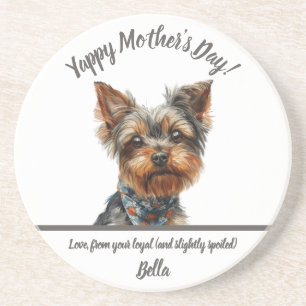 Waterverf Yappy Yorkie Moederdag Zandsteen Onderzetter