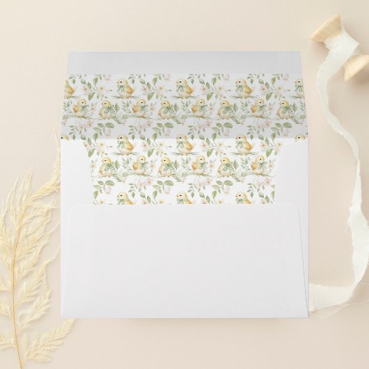 Waterverf Yellow Baby Chicks Pattern Baby shower Kaart