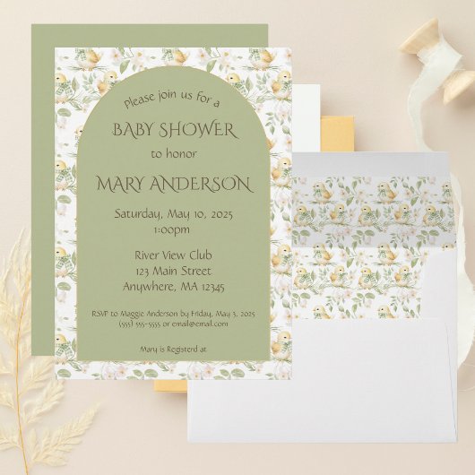 Waterverf Yellow Baby Chicks Pattern Baby shower Kaart