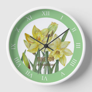 Waterverf Yellow Daffodils Roman Numbers