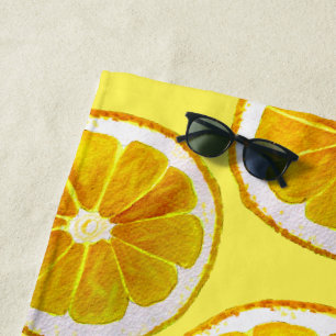 Waterverf Yellow Lemon Slice Art Beach stijl Strandlaken