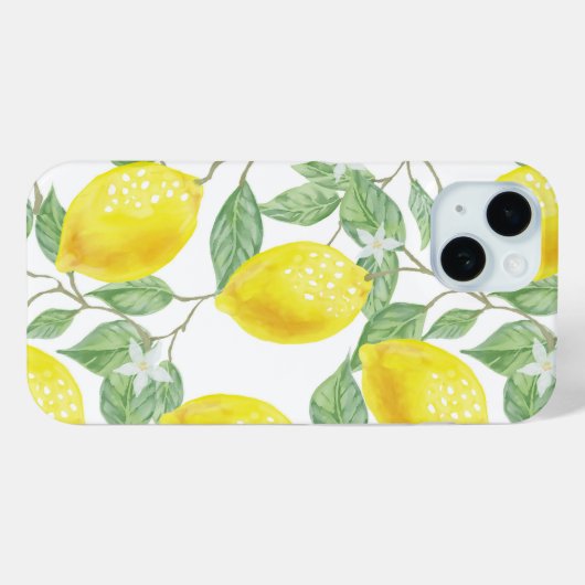 Waterverf Yellow Lemons Flowers & Foliage Custom Case-Mate iPhone Case (Achterkant (horizontaal))