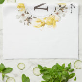 Waterverf Yellow Magnolia Wreatmonogram Theedoek (Gevouwen)