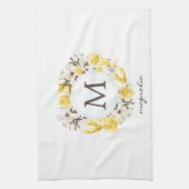 Waterverf Yellow Magnolia Wreatmonogram Theedoek (Verticaal)