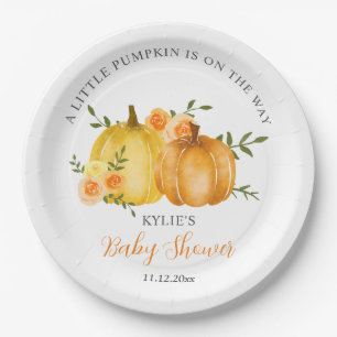 Waterverf Yellow Pumpkin Roos Baby shower Papieren Bordje