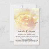 Waterverf Yellow Rose Memorial Hartelijk dank Bedankkaart (Voorkant)